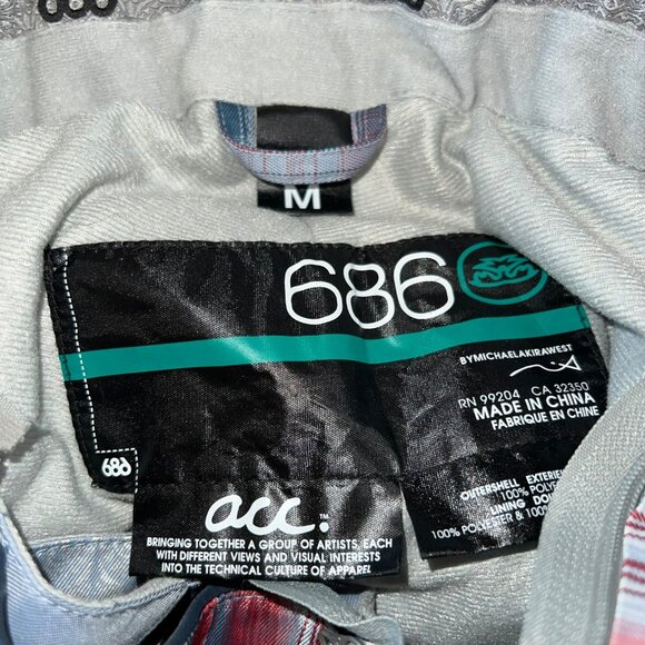 New Womens 686 Plaid Snowboard Pants Size M Gray & Red Insulated Waterproof Wint - Picture 6 of 16